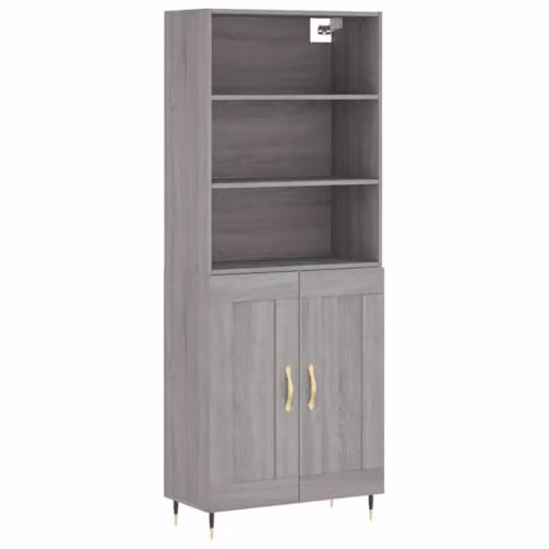 vidaXL Highboard in Grey Sonoma, W/D/H: 69.5 x 34 x 180 cm – 1