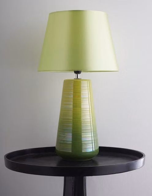 K Living Green Ceramic Table Lamp with Fabric Shade