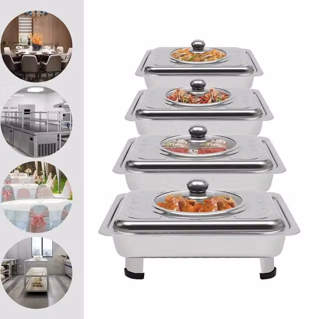 SPETLEK 4-Piece Stainless Steel Buffet Chafing Dish Set in Silver