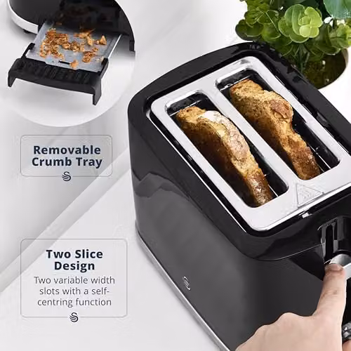 Swan Windsor 2 Slice Toaster, 900W, Black – 4