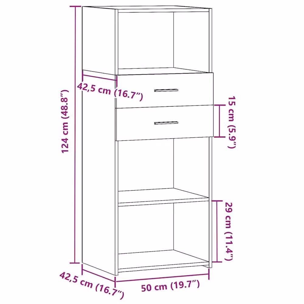 Berkfield Home Modern Highboard in Brown Oak, W/D/H: 50 x 42.5 x 124 cm – 4