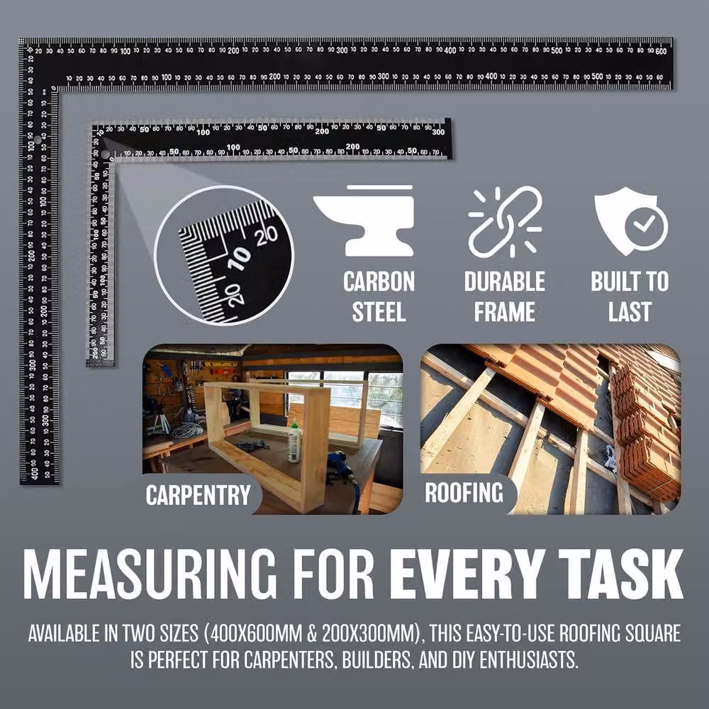 BARGAINS-GALORE Steel Square Carpenter Measure in Black, W: 40 cm, H: 60 cm – 3