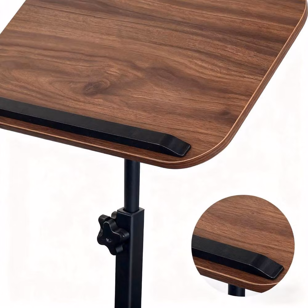 NESTLUNE Height Adjustable C-Shaped Side Table with Tilting Top in Brown – 3