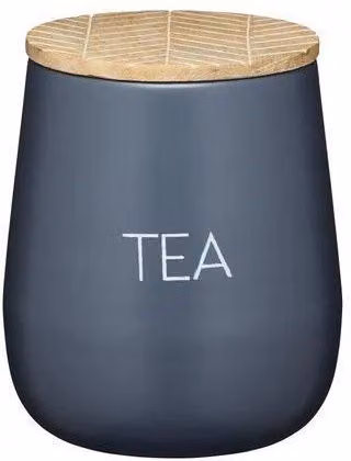 KitchenCraft Serenity Geometric Tea Caddy with Airtight Lid, Metal and Wood, Grey/Brown, W: 12.5 cm, D: 15 cm, H: 1.5 cm – 3