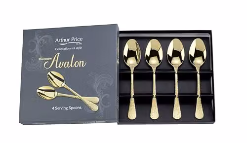 Arthur Price Champagne Avalon Set of 4 Gold Coated Stainless Steel Serving Spoons – 2