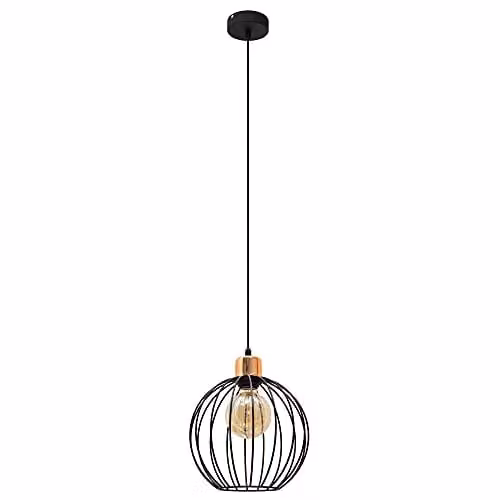 Netlighting Helam Mercure Wire Frame Pendant Ceiling Light in Black and Copper, Diameter: 24 cm – 1