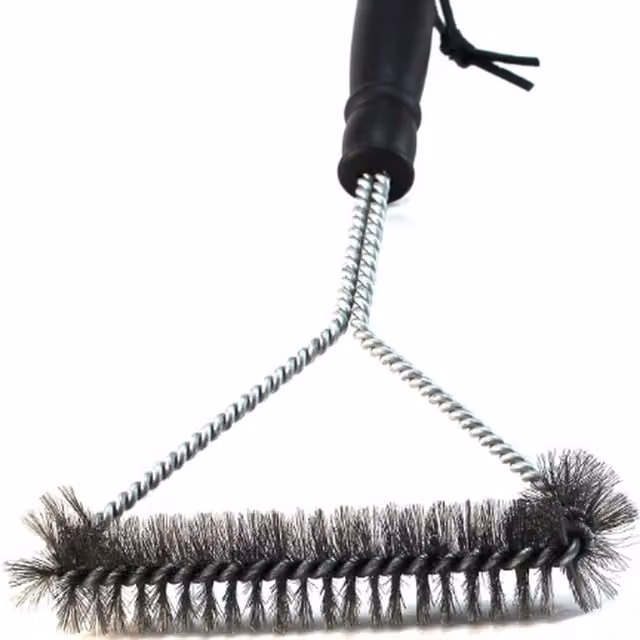 Garden Mile Wall Mountable BBQ Grill Cleaning Brush in Silver and Black Stainless Steel and Plastic