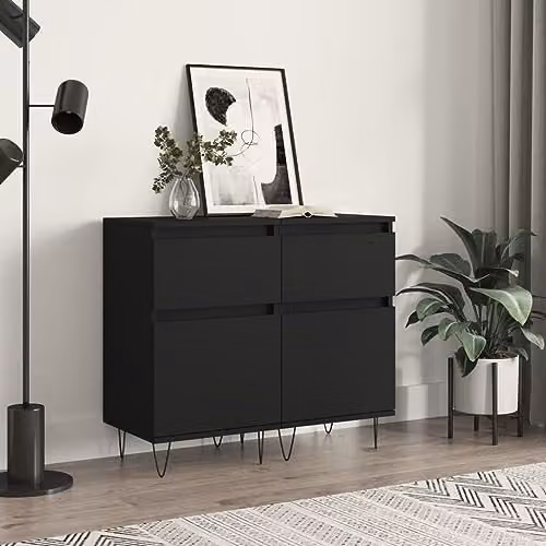 vidaXL Set of 2 Modern Black Sideboards, W/D/H: 40 x 35 x 70 cm – 2
