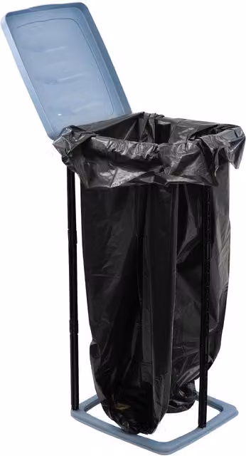 GEEZY Freestanding Plastic Rubbish Bag Stand Holder in Black and Blue
