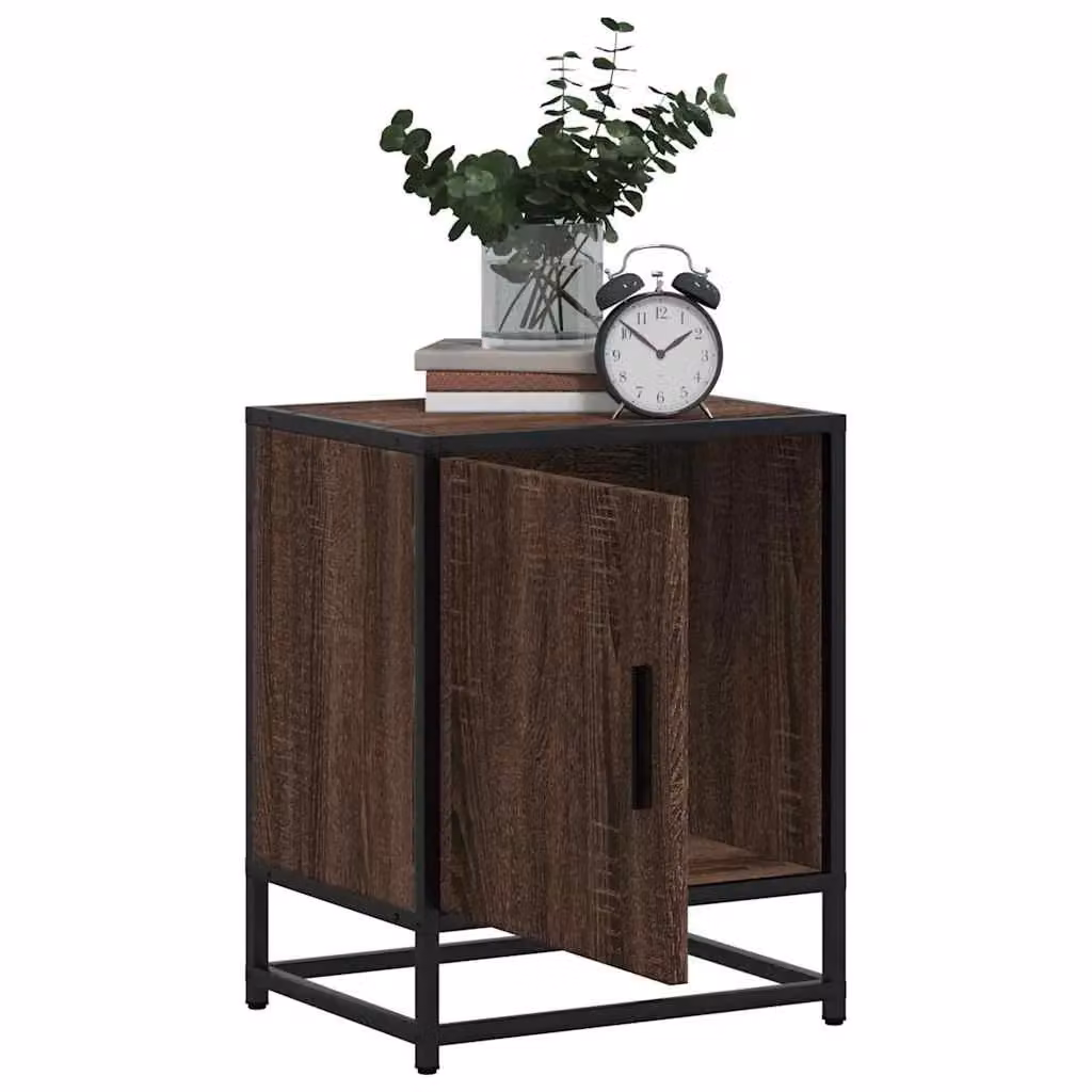 Berkfield Home Set of 2 Brown Oak Bedside Cabinets, W/D/H: 40 x 31 x 50 cm – 4