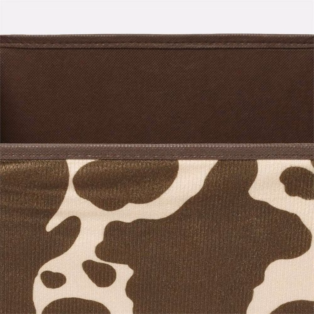 NESTLUNE Brown Animal Print Fabric Cow Storage Cube Boxes, 2 Pack Foldable Storage Cubes – 2