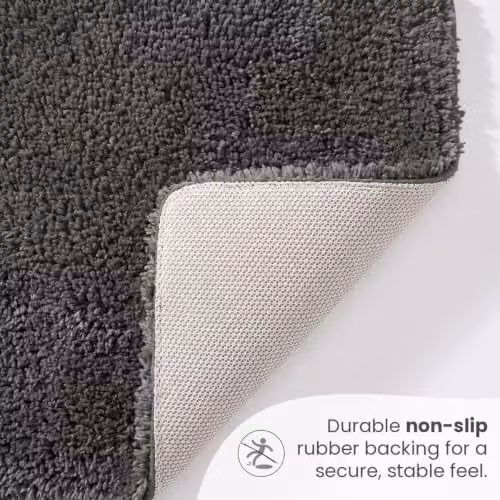 Allure Bath Fashions Luxury Microfibre Non-Slip Pedestal Toilet Mat, Grey, W/D/H: 50 x 50 x 2 cm – 3