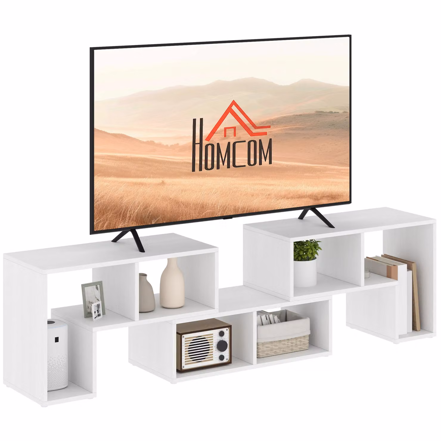 HOMCOM White MDF TV Unit for Televisions up to 75 Inches – 2