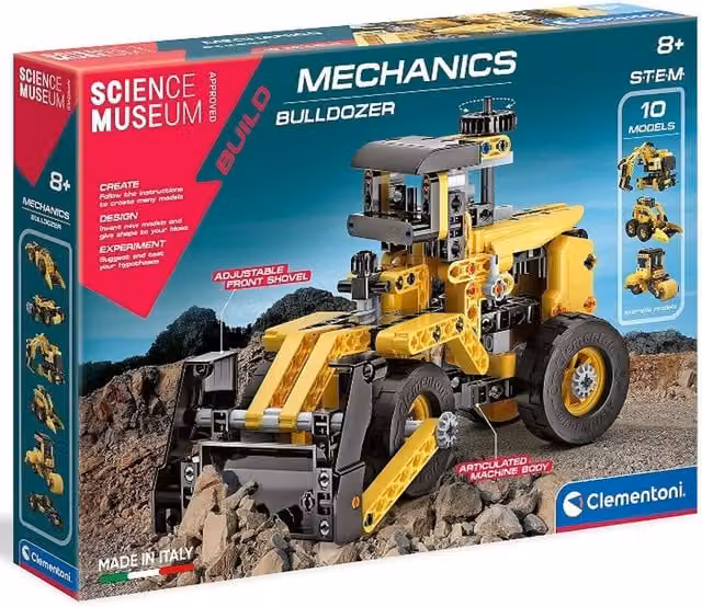Clementoni Science Museum Mechanics Kit Bulldozer Building Set in Multicolour and Yellow