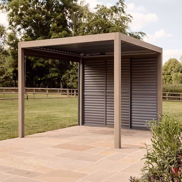 Leisure Grow Savannah Pergola with Lights in Grey Aluminium, 300 x 300 cm