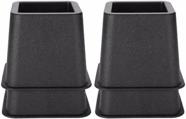 PAWNORA Black Plastic Bed Chair Risers Leg Lift Feet, 4 Pieces – 1