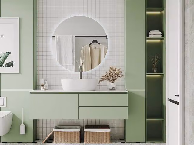 Vente-unique ROMULA Oval Frameless Anti-Mist LED Bathroom Mirror in Clear, Diameter: 90 cm
