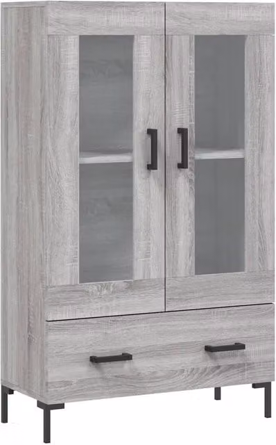 Berkfield Home Grey Modern Highboard with Glass Doors, W/D/H: 69.5 x 31 x 115 cm – 1