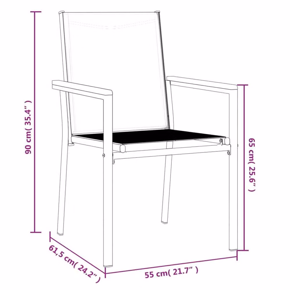Berkfield Home Beautiful Garden Chairs, 6 Piece Set, Black, W: 55 cm, D: 61.5 cm, H: 90 cm – 5