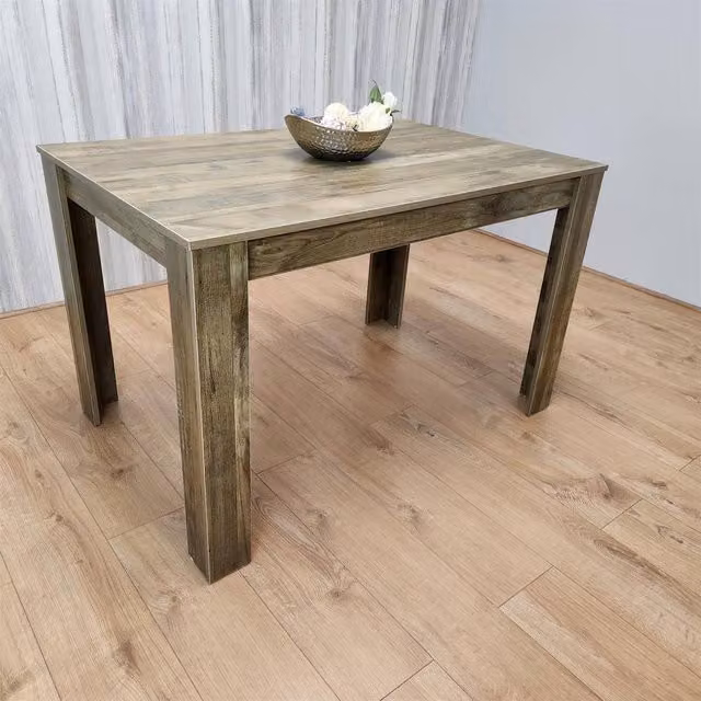 KOSY KOALA Brown Wood Rustic Square Dining Table for 4 Seats, W/D/H: 77 x 77 x 75 cm