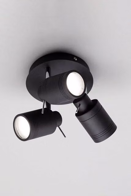 BHS Lighting Hector Plate Adjustable Spotlight Ceiling Light in Black Metal
