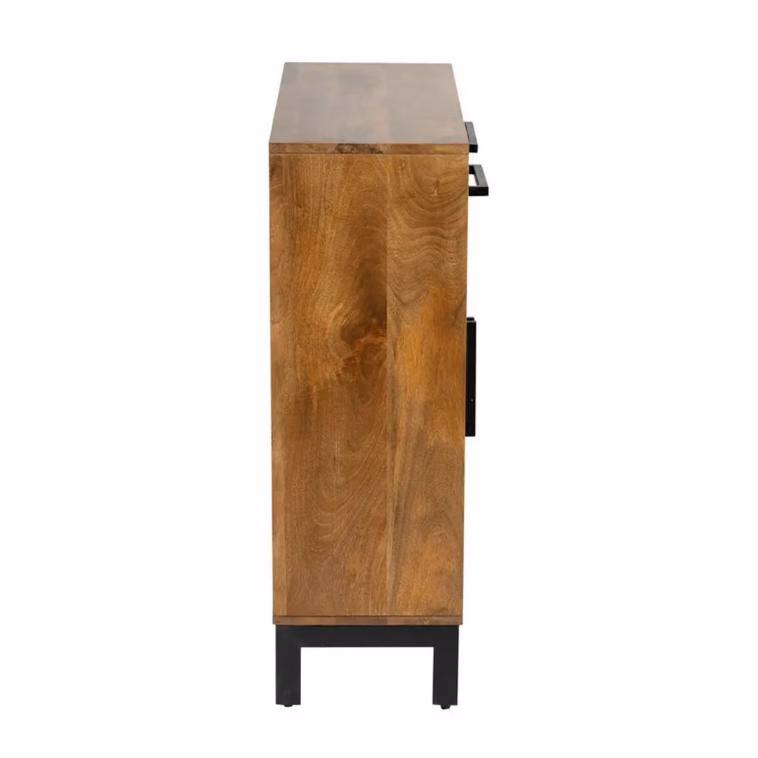 Jaipur Furniture Ltd Parquet 2 Door 1 Drawer Cabinet in Brown Mango Wood and Iron, W80 x D30 x H90 cm – 3