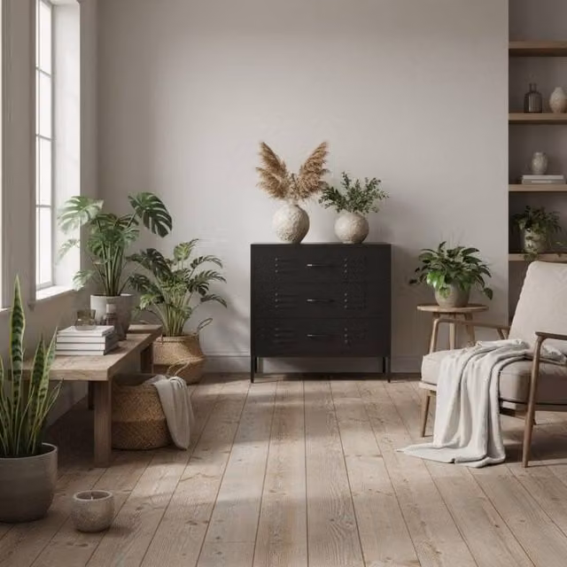 Wyld Haus Flamingo Black Metal Chest of 3 Drawers, W/D/H: 40 x 3.0 x 79.5 cm – 1