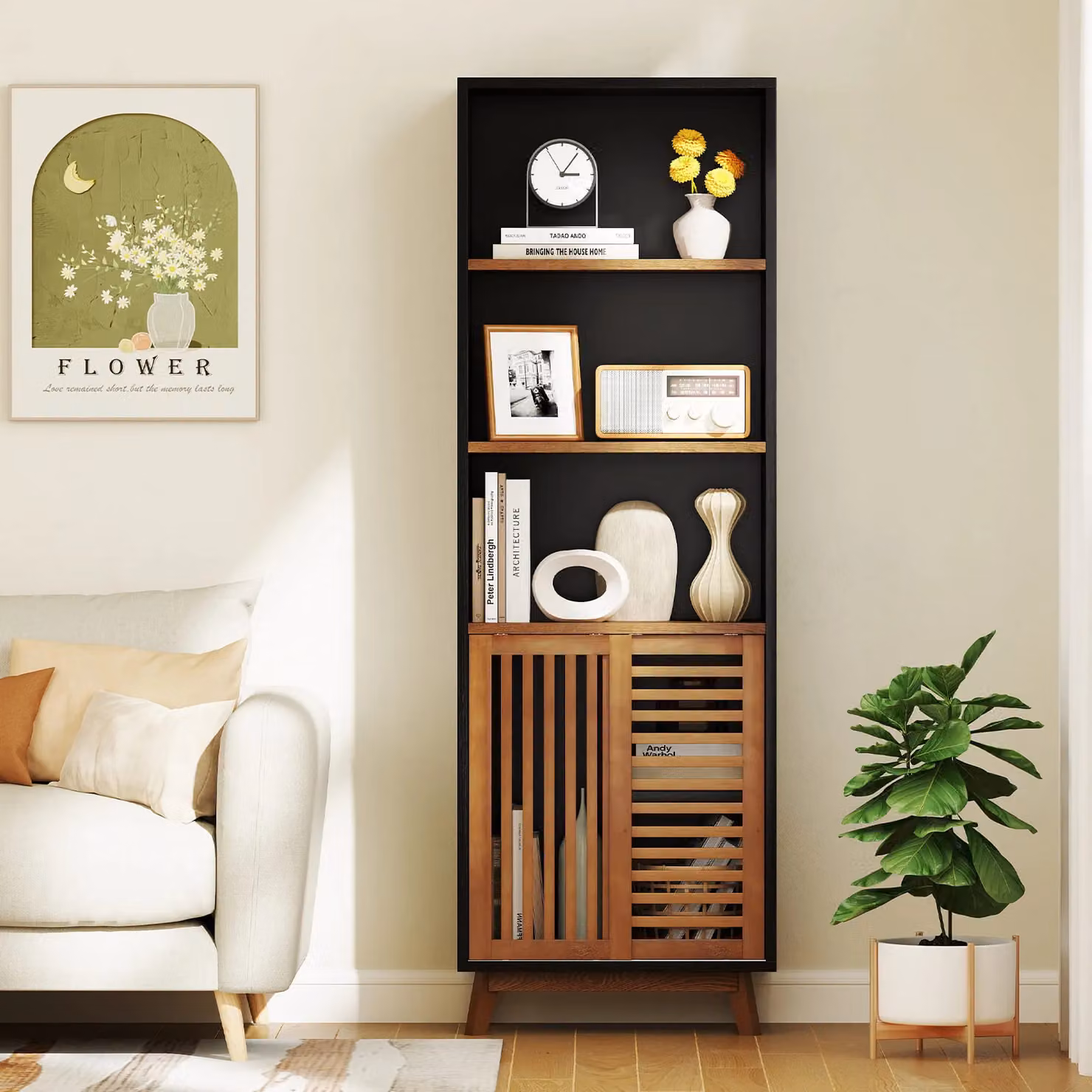 Costway 5-Tier Bookshelf with Reversible Adjustable Shelves in Brown – 8