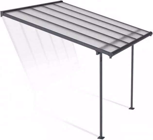 Palram Sierra Lean-to Patio Cover in Grey with Transparent Polycarbonate – 1