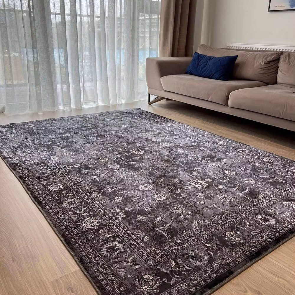 THE RUGS Atlas Collection Vintage Washable Non-Slip Polyamide Rug in Black, W/D: 160 x 120 cm – 5