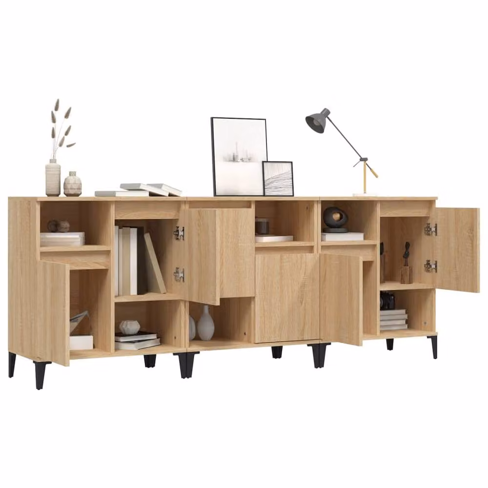 Berkfield Home 3-Piece Sonoma Oak Sideboard Set in Light Brown, W/D/H: 60 x 35 x 70 cm – 3