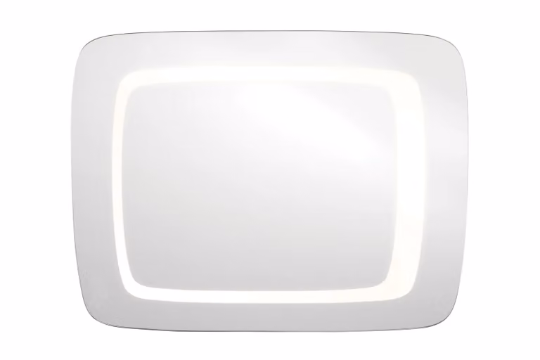 Premier Housewares Wardell Modern Rectangular LED Illuminated Wall Mirror in Silver