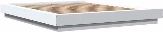 Berkfield Home Durable Bed Frame with LED Under-Bed Lighting in White, W/D/H: 160 x 200 cm – 1