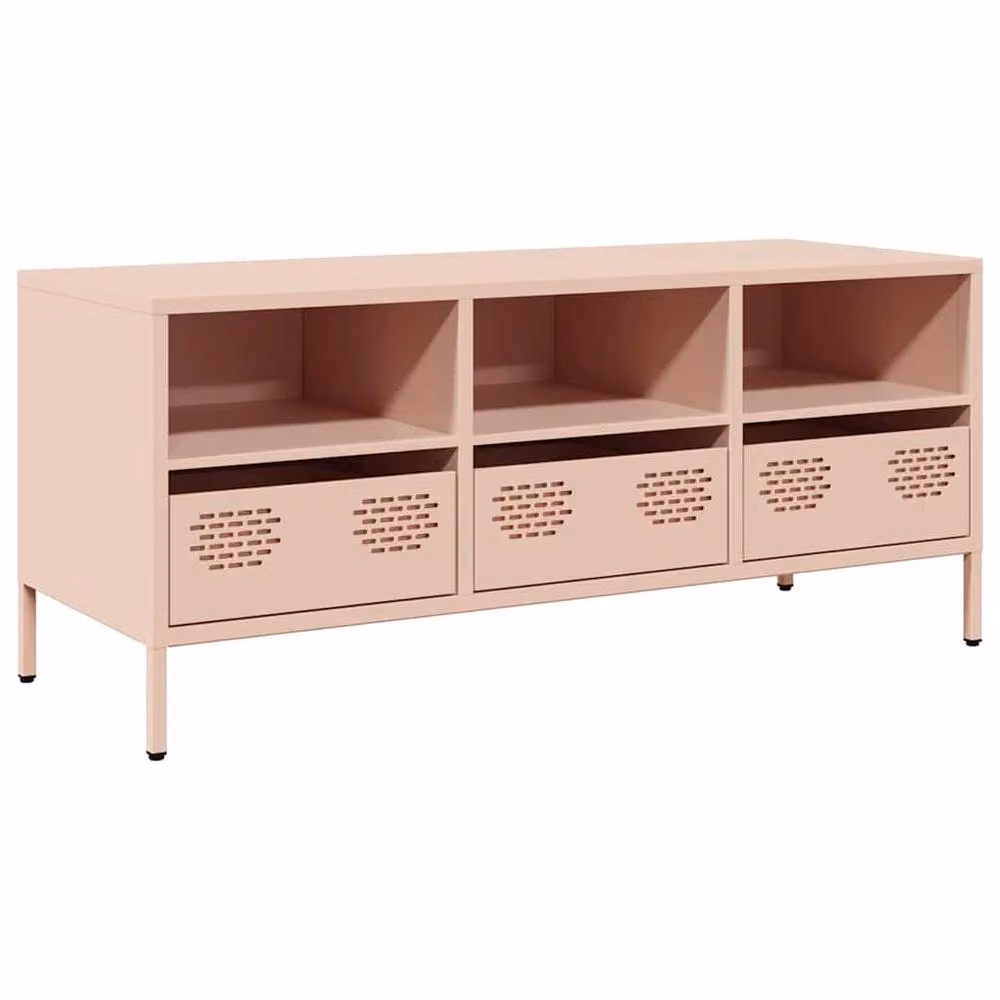 Berkfield Home Modern Pink TV Cabinet in Matt Cold-rolled Steel, W: 101.5 cm, D: 39 cm, H: 43.5 cm – 3