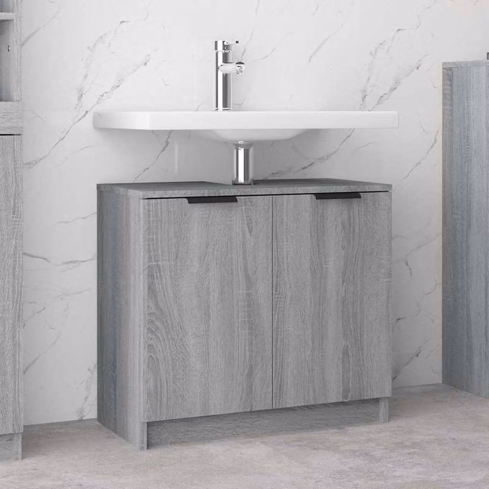 Berkfield Home Classic Freestanding Bathroom Cabinet in Grey, W/D/H: 64.5 x 33.5 x 59 cm – 1