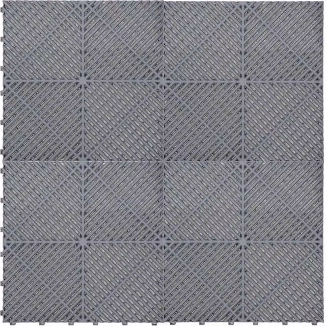 Monstershop Vented Garage Floor Tiles with Edges, Grey, 225 Pack – 1