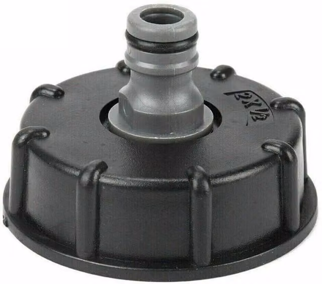 VOGREX Black Plastic 2 inch IBC Tank Adapter Hose Lock Tap Connector with Flow Control – 1