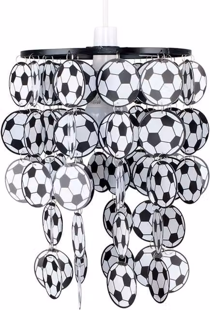 ValueLights Black and White Football Themed Ceiling Pendant Light Shade for Childrens Bedrooms and Nurseries