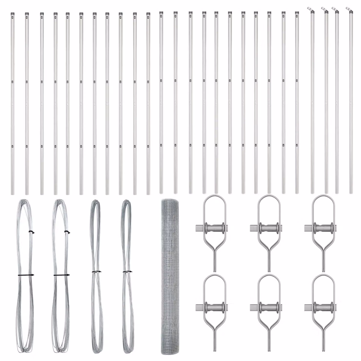 Berkfield Home Galvanised Steel Welded Wire Fence in Silver with 13 Round Posts, 1.2 x 50 m – 2
