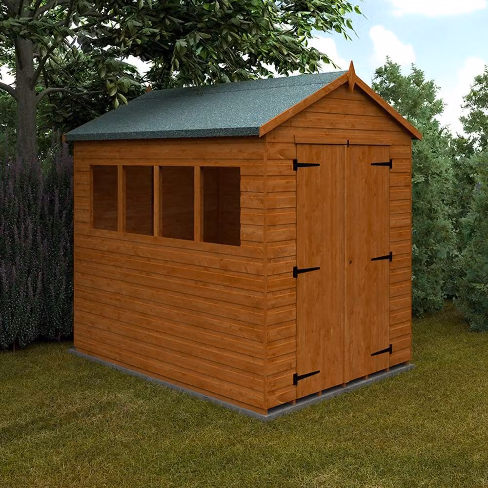 Buttercup Farm 12mm Wood Workshop Shed with Double Doors and Window in Orange and Grey, W: 175 cm, D: 235 cm, H: 240.5 cm – 2