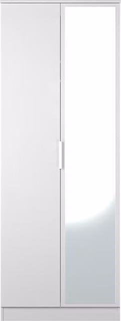 Ready Assembled 2 U Dover Tall 2 Door Mirrored Wardrobe in White