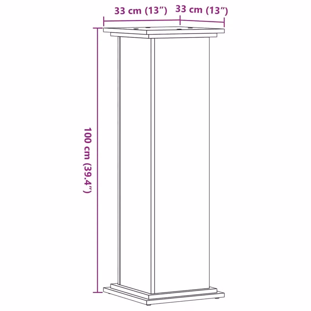 Berkfield Home Modern Smoked Oak Plant Stand in Brown, W/D/H: 33 x 33 x 100 cm – 4