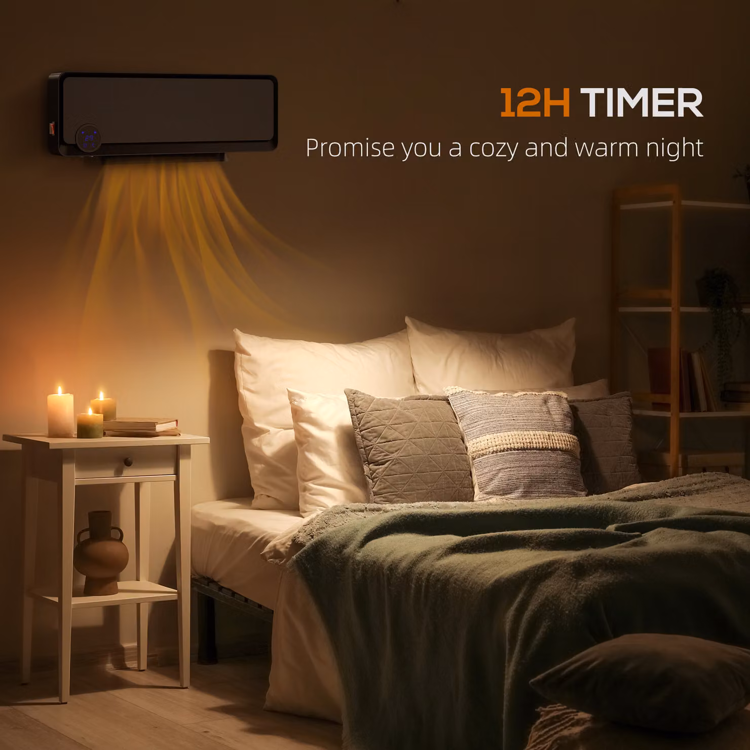 HOMCOM Black Wall Mounted Ceramic Fan Heater with Remote Control, Timer and Thermostat, 2000W – 4