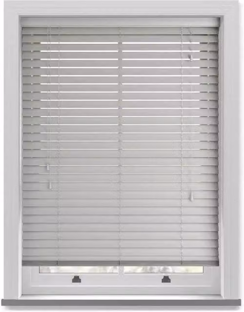 New Edge Blinds Grey Grained Faux Wood Venetian Blind with 50mm Slats, W: 175 cm, H: 150 cm – 1