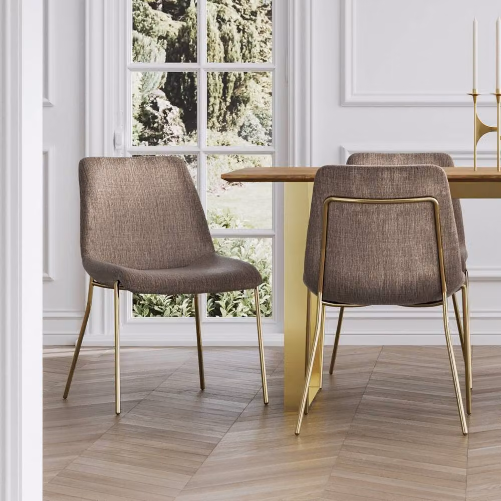 Lemon Pavilion Furniture Carlo Dining Chair Pair in Taupe Velvet with Metal Legs, W83 x D49.5 x H63 cm – 2