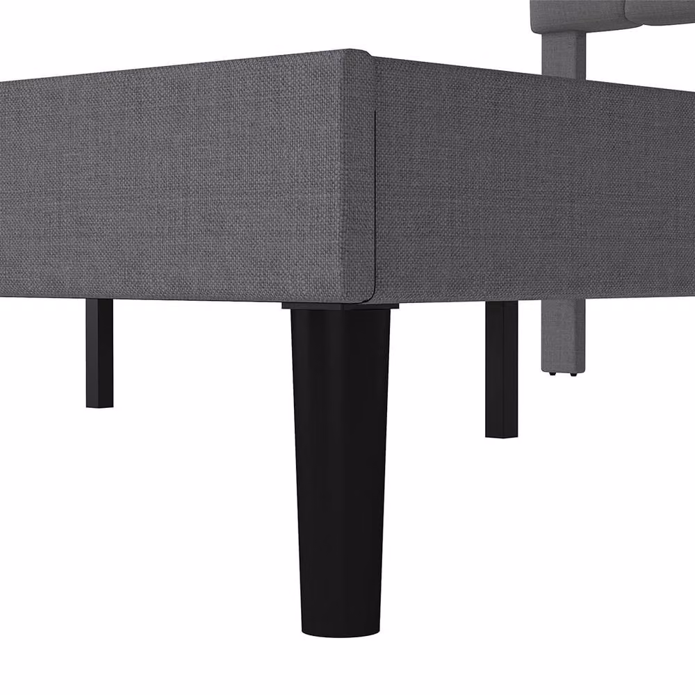 Levede Upholstered Fabric Bed Frame with Headboard in Grey, W/D/H: 140 x 200 cm – 6
