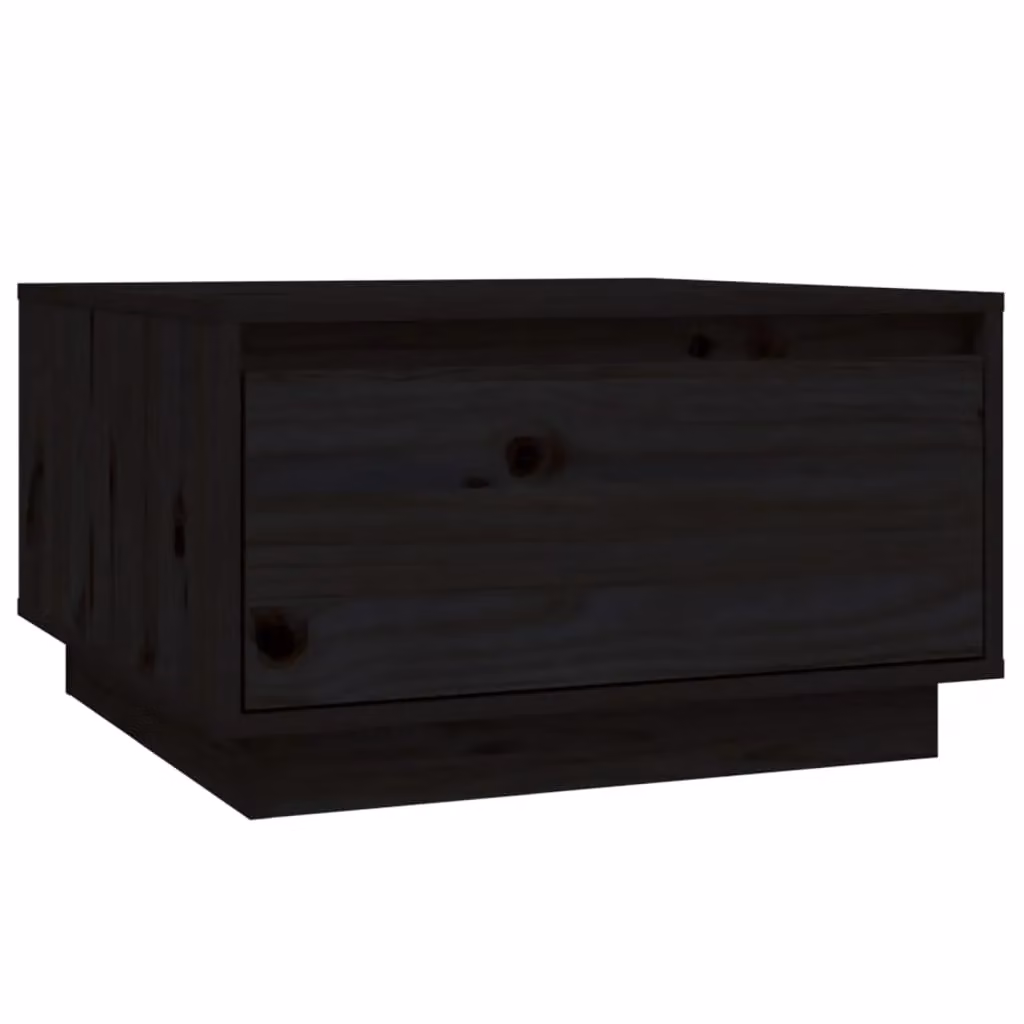 Berkfield Home Black Solid Wood Pine Coffee Table W: 55 cm, D: 56 cm, H: 32 cm – 2