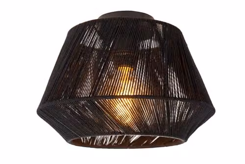 Lucide Jessica Black Fabric Flush Ceiling Light, Diameter: 30 cm
