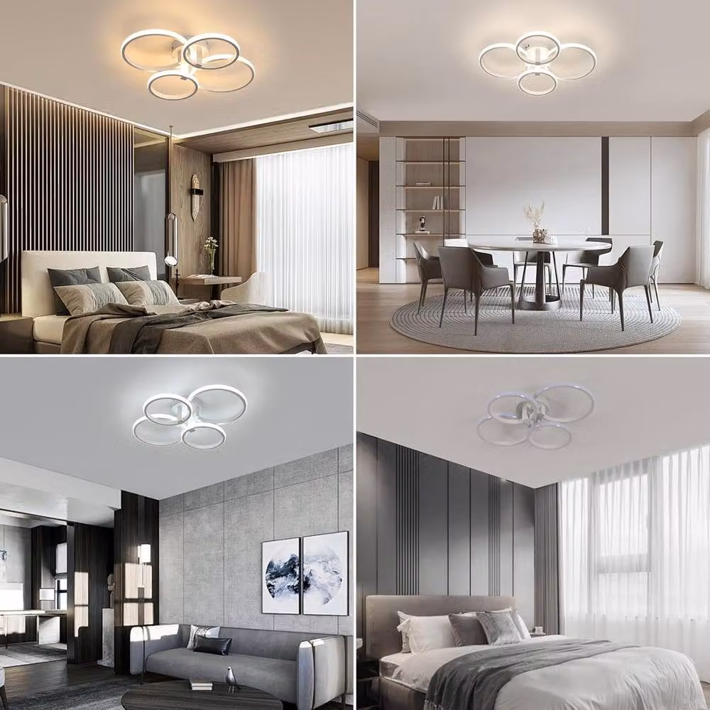 COMELY Modern Dimmable LED Ceiling Light, 76W White Acrylic Ring Light, Diameter: 56 cm – 3