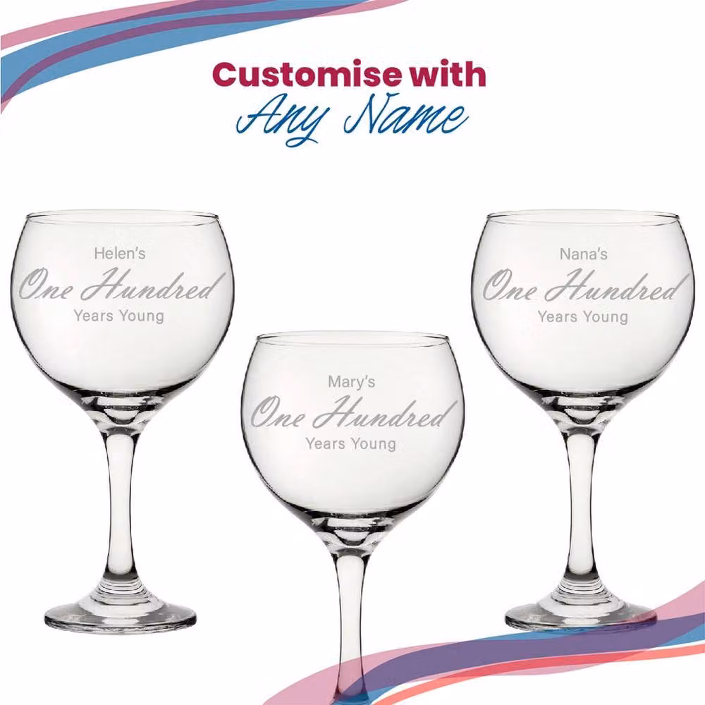 Uniqueful Personalised 100th Birthday Cubata Gin Cocktail Glass in Transparent Glass – 3